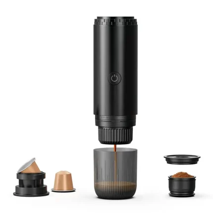 Wireless Portable Espresso Maker, 19Bar 2-in-1 Coffee Capsule & Ground Coffee Machine, 7800mAh USB Rechargeable Travel Coffee Maker with 85℃ Constant Temp Heating for Camping, Office, Road Trip, Outdoor