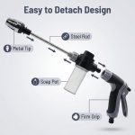 Garden Water Gun with Soap Dispenser, 4 Adjustable Spray Modes Long Pole Hose Nozzle for Car Washing Garden Irrigation Pet Bathing - Image 7