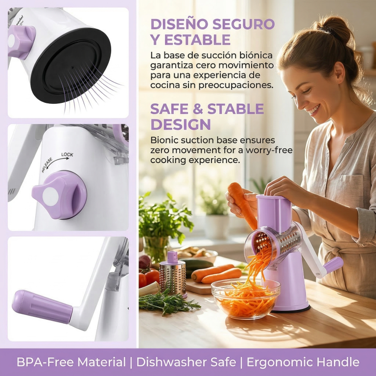 Geedel 3-in-1 Manual Rotary Drum Cheese Grater