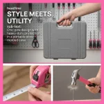 54PCS Pink Household HaSetnd Tool , Women Portable Home Repair Tool Kit with Hammer, Screwdrivers, Pliers, Wrench, Tape Measure, Complete DIY Hand Tools for Home, Apartment, Furniture Assembly - Image 3