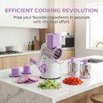 Manual Rotary Cheese Grater, 3 Drum Blades Vegetable Slicer Shredder, Suction Base Hand Crank Mandoline Slicer, BPA Free Stainless Steel Kitchen Grater for Cheese, Veggies, Nuts, Cookies - Image 3