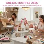 54PCS Pink Household HaSetnd Tool , Women Portable Home Repair Tool Kit with Hammer, Screwdrivers, Pliers, Wrench, Tape Measure, Complete DIY Hand Tools for Home, Apartment, Furniture Assembly - Image 2