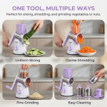 Manual Rotary Cheese Grater, 3 Drum Blades Vegetable Slicer Shredder, Suction Base Hand Crank Mandoline Slicer, BPA Free Stainless Steel Kitchen Grater for Cheese, Veggies, Nuts, Cookies - Image 4