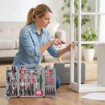 54PCS Pink Household HaSetnd Tool , Women Portable Home Repair Tool Kit with Hammer, Screwdrivers, Pliers, Wrench, Tape Measure, Complete DIY Hand Tools for Home, Apartment, Furniture Assembly - Image 8