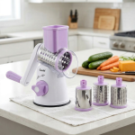 Manual Rotary Cheese Grater, 3 Drum Blades Vegetable Slicer Shredder, Suction Base Hand Crank Mandoline Slicer, BPA Free Stainless Steel Kitchen Grater for Cheese, Veggies, Nuts, Cookies - Image 6