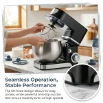 Stand Mixer, 5.5L 300W 6-Speed Electric Kitchen Mixer, Tilt-Head Food Dough Mixer with Dough Hook, Wire Whip & Beater, Household Standing Mixer for Bread, Cake, Cookie, Pizza, Salad, Baking - Image 5