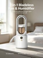 6 Speed Bladeless Mist Fan, 2 IN 1 Desktop Evaporative Cooler Humidifier, Portable Turbo Circulating Fan with Night Light, USB Rechargeable Table Cooling Fan for Office Bedroom Home Desk - Image 5
