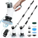 9-in-1 Cordless Electric Spray Power Scrubber, Rechargeable Rotating Cleaning Brush with Extendable Rod & 9 Replaceable Brush Heads for Bathroom, Kitchen, Tile, Glass & Car Detailing