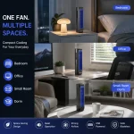 Rechargeable Bladeless Tower Fan, M60 Portable Desk Air Circulator Fan with 2000mAh Battery, 3 Speeds Quiet Wall Mountable Personal Cooling Fan for Office Bedroom Kitchen, 20° Tilt, Cordless & Plug-in Use - Image 7