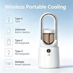 6 Speed Bladeless Mist Fan, 2 IN 1 Desktop Evaporative Cooler Humidifier, Portable Turbo Circulating Fan with Night Light, USB Rechargeable Table Cooling Fan for Office Bedroom Home Desk - Image 4