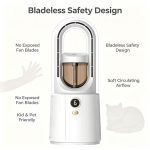 6 Speed Bladeless Mist Fan, 2 IN 1 Desktop Evaporative Cooler Humidifier, Portable Turbo Circulating Fan with Night Light, USB Rechargeable Table Cooling Fan for Office Bedroom Home Desk - Image 3