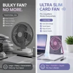 Portable Slim Card Desk Fan, 5 Speeds Brushless USB Rechargeable Cooling Fan with Digital Battery Display & Phone Holder, 2000mAh Personal Small Table Fan for Office Home Travel Camping - Image 7