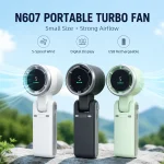 Foldable Turbo Handheld Mini Fan, 5 Speeds Brushless Portable Cooling Fan with Digital Display, Type-C Rechargeable Personal Fan with Lanyard for Travel, Outdoor, Office & Camping - Image 3