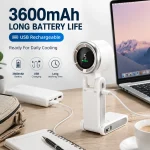 Foldable Turbo Handheld Mini Fan, 5 Speeds Brushless Portable Cooling Fan with Digital Display, Type-C Rechargeable Personal Fan with Lanyard for Travel, Outdoor, Office & Camping - Image 6
