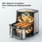 13L Large Capacity Stainless Steel Air Fryer, Dual Upper & Lower Heating Elements, Visual Window Smart Touch Color Screen Oil-Free Air Fry Oven with 10 Preset Menu, 1400W Multi Cooker for Family Gathering - Image 3