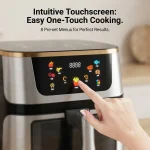 13L Large Capacity Stainless Steel Air Fryer, Dual Upper & Lower Heating Elements, Visual Window Smart Touch Color Screen Oil-Free Air Fry Oven with 10 Preset Menu, 1400W Multi Cooker for Family Gathering - Image 6