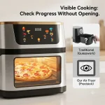 13L Large Capacity Stainless Steel Air Fryer, Dual Upper & Lower Heating Elements, Visual Window Smart Touch Color Screen Oil-Free Air Fry Oven with 10 Preset Menu, 1400W Multi Cooker for Family Gathering - Image 5