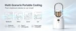 6 Speed Bladeless Mist Fan, 2 IN 1 Desktop Evaporative Cooler Humidifier, Portable Turbo Circulating Fan with Night Light, USB Rechargeable Table Cooling Fan for Office Bedroom Home Desk - Image 2