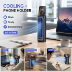 Rechargeable Bladeless Tower Fan, M60 Portable Desk Air Circulator Fan with 2000mAh Battery, 3 Speeds Quiet Wall Mountable Personal Cooling Fan for Office Bedroom Kitchen, 20° Tilt, Cordless & Plug-in Use - Image 3