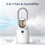 6 Speed Bladeless Mist Fan, 2 IN 1 Desktop Evaporative Cooler Humidifier, Portable Turbo Circulating Fan with Night Light, USB Rechargeable Table Cooling Fan for Office Bedroom Home Desk - Image 7