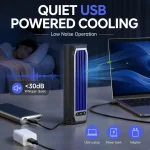 Rechargeable Bladeless Tower Fan, M60 Portable Desk Air Circulator Fan with 2000mAh Battery, 3 Speeds Quiet Wall Mountable Personal Cooling Fan for Office Bedroom Kitchen, 20° Tilt, Cordless & Plug-in Use - Image 2