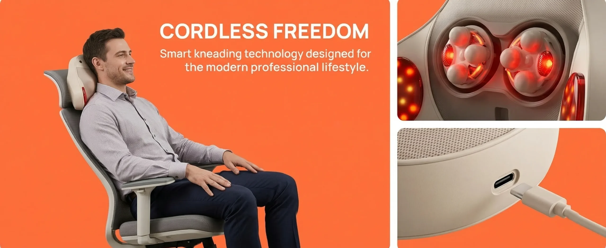 Dual use home and car massage pillow for lower back and neck