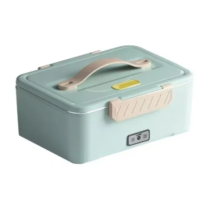 1.8L 304 Stainless Steel Electric Heated Lunch Box, Portable Leakproof Thermal Food Warmer Container with Fruit Box & Cutlery Case for Office, School, Travel
