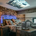 720P Native Portable Projector, 4K Video Decoding, 200 Inch Large Display, WiFi6 Wireless Screen Mirroring, Electric Focus & Auto Keystone Correction, 360° Rotatable Metal Stand, Ultra Quiet Mini Projector for Home Theater, Gaming, Outdoor Camping and Office Presentation - Image 3