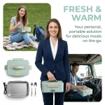 1.8L 304 Stainless Steel Electric Heated Lunch Box, Portable Leakproof Thermal Food Warmer Container with Fruit Box & Cutlery Case for Office, School, Travel - Image 7