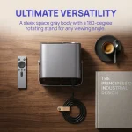 720P Native Portable Projector, 4K Video Decoding, 200 Inch Large Display, WiFi6 Wireless Screen Mirroring, Electric Focus & Auto Keystone Correction, 360° Rotatable Metal Stand, Ultra Quiet Mini Projector for Home Theater, Gaming, Outdoor Camping and Office Presentation - Image 4