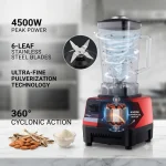 4500W High Power Blender, 2L Large Capacity Commercial & Home Smoothie Blender, 6 Blades Ultra-fine Crushing Mixer, Multifunctional Juicer Food Processor for Shakes, Soup, Grinding, Ice Crushing - Image 2