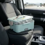 1.8L 304 Stainless Steel Electric Heated Lunch Box, Portable Leakproof Thermal Food Warmer Container with Fruit Box & Cutlery Case for Office, School, Travel - Image 4