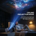 720P Native Portable Projector, 4K Video Decoding, 200 Inch Large Display, WiFi6 Wireless Screen Mirroring, Electric Focus & Auto Keystone Correction, 360° Rotatable Metal Stand, Ultra Quiet Mini Projector for Home Theater, Gaming, Outdoor Camping and Office Presentation - Image 7