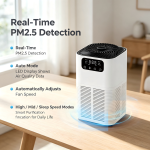 4 In 1 Portable Air Purifier, 100m³/h CADR Negative Ion Cleaner with 3 Speed, 2/6/12H Timer, Auto PM2.5 Monitor, Ultra Quiet Desktop Air Purifier for Bedroom, Office, Pet Room, Smoke & Formaldehyde Removal - Image 2