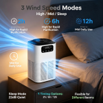 4 In 1 Portable Air Purifier, 100m³/h CADR Negative Ion Cleaner with 3 Speed, 2/6/12H Timer, Auto PM2.5 Monitor, Ultra Quiet Desktop Air Purifier for Bedroom, Office, Pet Room, Smoke & Formaldehyde Removal - Image 6
