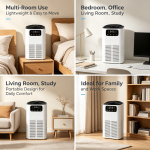 4 In 1 Portable Air Purifier, 100m³/h CADR Negative Ion Cleaner with 3 Speed, 2/6/12H Timer, Auto PM2.5 Monitor, Ultra Quiet Desktop Air Purifier for Bedroom, Office, Pet Room, Smoke & Formaldehyde Removal - Image 9