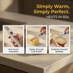 Rechargeable Heated Butter Knife, IP67 Waterproof Digital Temperature Display Butter Spreader, 2 Heating Modes 430 Stainless Steel Blade for Toast Cheese Jam - Image 2