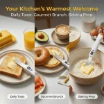 Rechargeable Heated Butter Knife, IP67 Waterproof Digital Temperature Display Butter Spreader, 2 Heating Modes 430 Stainless Steel Blade for Toast Cheese Jam - Image 8