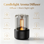 Candle Light Aroma Diffuser, Vintage Bulb Ultrasonic Essential Oil Diffuser, USB Type-C Portable Mini Humidifier with Simulation Flame Night Light for Bedroom Home Office Gift - Image 3