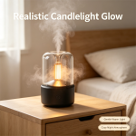 Candle Light Aroma Diffuser, Vintage Bulb Ultrasonic Essential Oil Diffuser, USB Type-C Portable Mini Humidifier with Simulation Flame Night Light for Bedroom Home Office Gift - Image 4