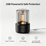 Candle Light Aroma Diffuser, Vintage Bulb Ultrasonic Essential Oil Diffuser, USB Type-C Portable Mini Humidifier with Simulation Flame Night Light for Bedroom Home Office Gift - Image 6