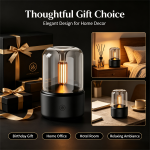 Candle Light Aroma Diffuser, Vintage Bulb Ultrasonic Essential Oil Diffuser, USB Type-C Portable Mini Humidifier with Simulation Flame Night Light for Bedroom Home Office Gift - Image 2