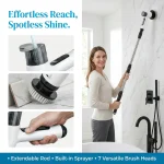 9-in-1 Cordless Electric Spray Power Scrubber, Rechargeable Rotating Cleaning Brush with Extendable Rod & 9 Replaceable Brush Heads for Bathroom, Kitchen, Tile, Glass & Car Detailing - Image 3