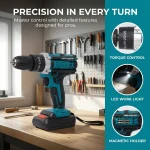 35+1 Torque Cordless Drill Driver, 2 Speed Adjustable 18650 Lithium Battery Power Drill with 0.8-10mm 3-Jaw Chuck, Variable Speed LED Light Rechargeable Electric Drill for Wood Metal Drilling & Home Screwdriving Repair - Image 3