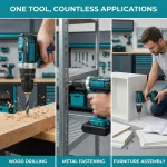 35+1 Torque Cordless Drill Driver, 2 Speed Adjustable 18650 Lithium Battery Power Drill with 0.8-10mm 3-Jaw Chuck, Variable Speed LED Light Rechargeable Electric Drill for Wood Metal Drilling & Home Screwdriving Repair - Image 5