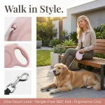 Retractable Dog Leash 3M/5M, Ergonomic Anti-Slip Handle Auto Lock Pet Walking Leash for Small Medium Dogs, Durable Polyester Tape, Night Safe Fluorescent Version Optional - Image 5