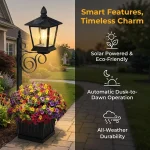 2025 Upgraded Solar Post Light with Planter Box, 2 Mounting Options Outdoor Solar Wall Lamp, IP65 Waterproof Metal Vintage Solar Garden Light Auto Dusk to Dawn for Porch Stairway Patio - Image 5