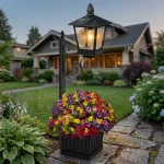 2025 Upgraded Solar Post Light with Planter Box, 2 Mounting Options Outdoor Solar Wall Lamp, IP65 Waterproof Metal Vintage Solar Garden Light Auto Dusk to Dawn for Porch Stairway Patio - Image 3