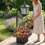 2025 Upgraded Solar Post Light with Planter Box, 2 Mounting Options Outdoor Solar Wall Lamp, IP65 Waterproof Metal Vintage Solar Garden Light Auto Dusk to Dawn for Porch Stairway Patio - Image 2