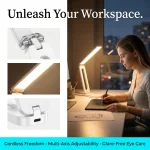 Foldable Rechargeable Eye Protection Desk Lamp, Double Head 5W LED Touch Control Light, 3 Color Temperature Dimmable Portable Table Lamp for Student Dormitory Bedroom Office Camping - Image 3
